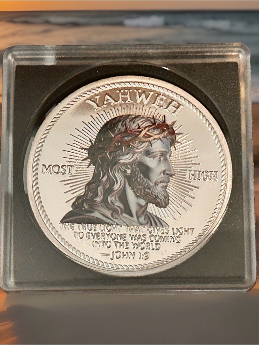 Religious Commemorative Silver-Tone Coin - Jesus Portrait